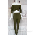 Women's Rib Fabric Crop Suit